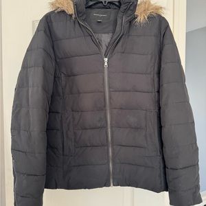 Banana Republic Women’s Black Puffer Jacket with Detachable Faux Fur hood